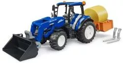 New Holland T5.120 homlokrakodóval, billenő ládával és villákkal - Bruder 2187