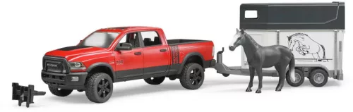 BRUDER RAM 2500 Power Wagon lószállító utánfutóval, lóval (2501)