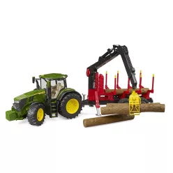   Bruder John Deere 7R 350 erdészeti pótkocsival és 4 farönkkel (03154)