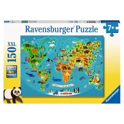 Ravensburger Puzzle 150 db - Állatos világtérkép (13287)