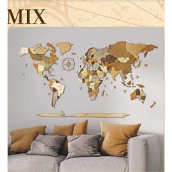   Világtérkép 3D fa puzzle falitérkép 130x70 cm - mix  (angol)