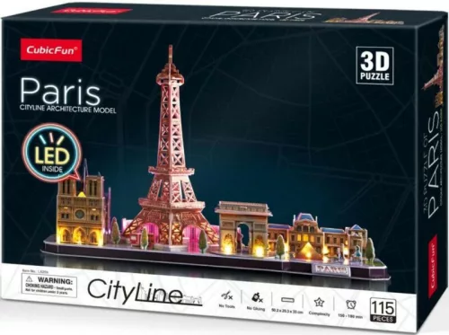 Cubicfun 3D puzzle City Line Párizs LED-es