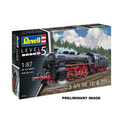 Revell Express Loco S3/6 BR 18(5) with Tender (62168) 1:87 makett készlet kiegészítőkkel