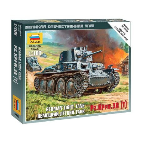 Zvezda German Light Tank Pz.Kpfw.38 (T) 1:100 (6130)