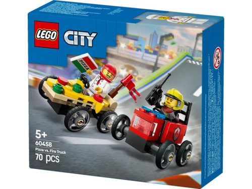 LEGO City Great Vehicles 60458 Pizzásautó vs. tűzoltóautó, versenyautós csomag