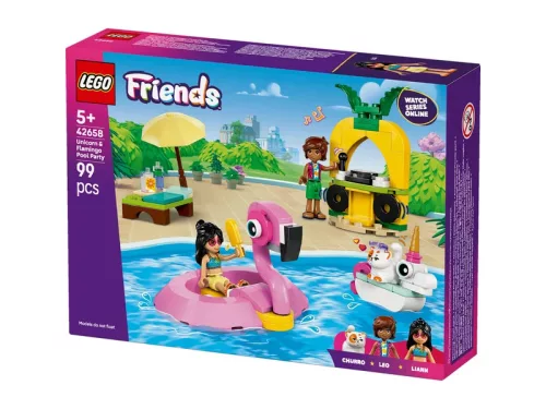 LEGO Friends 42658 Medencés buli flamingóval és egyszarvúval