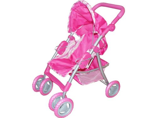 Babakocsi lábtartóval és kosárral - rózsaszín