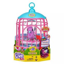   Little Live Pets: Polly Pearl, az interaktív lila papagáj kalitkában