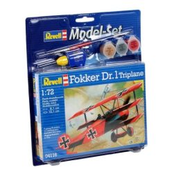   Revell Fokker Dr. 1 Triplane makett 1:72 makett készlet festékkel és kiegészítőkkel (64116)