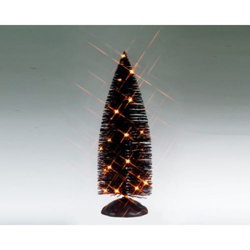Lemax black bristle tree with orange lights Spooky Town 2025