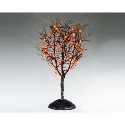 Lemax dry tree with orange lights Spooky Town 2025