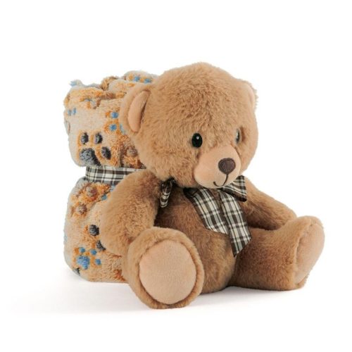 Teddy mackó takaróval plüss játék 22cm