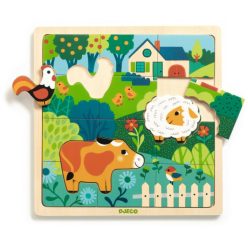   Djeco Formaillesztő, formaberakó - Tanyasi állatok - Puzzlo farm - FSC 100%