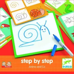   Djeco Rajzolás lépésről lépésre - Állatok - Step by step Animals and Co