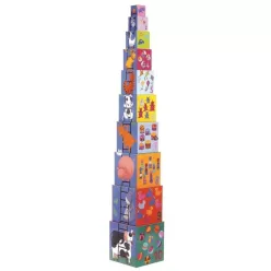   Djeco Toronyépítő kocka - Mulatságos építő - 10 funny blocks