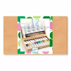   Djeco Művészeti műhely - Festő készlet - 12 Gouaches - Artist’s box