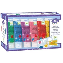   Djeco Ujjfesték - Hat csillámos szín - 6 tubes of finger paint - Glitter