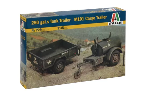 Katonai modell 0229 - 250 GAL.S TANK TRAILER - M101 CARGO TRAILER (1:35)