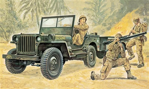 Katonai modell 0314 - Willys MB Jeep with Trailer (1:35)