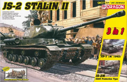 Katonai modell 6537 - JS-2 Stalin II (3 in 1) + Soviet Infantry Tank Riders (1:35)