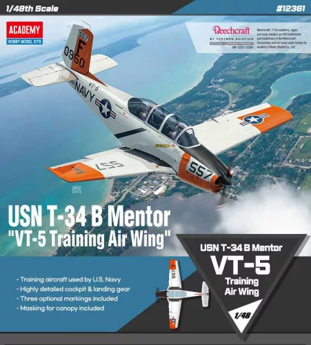 Repülőgép modell 12361 - USN T-34B Mentor "VT-5 Training Air Wing" (1:48)